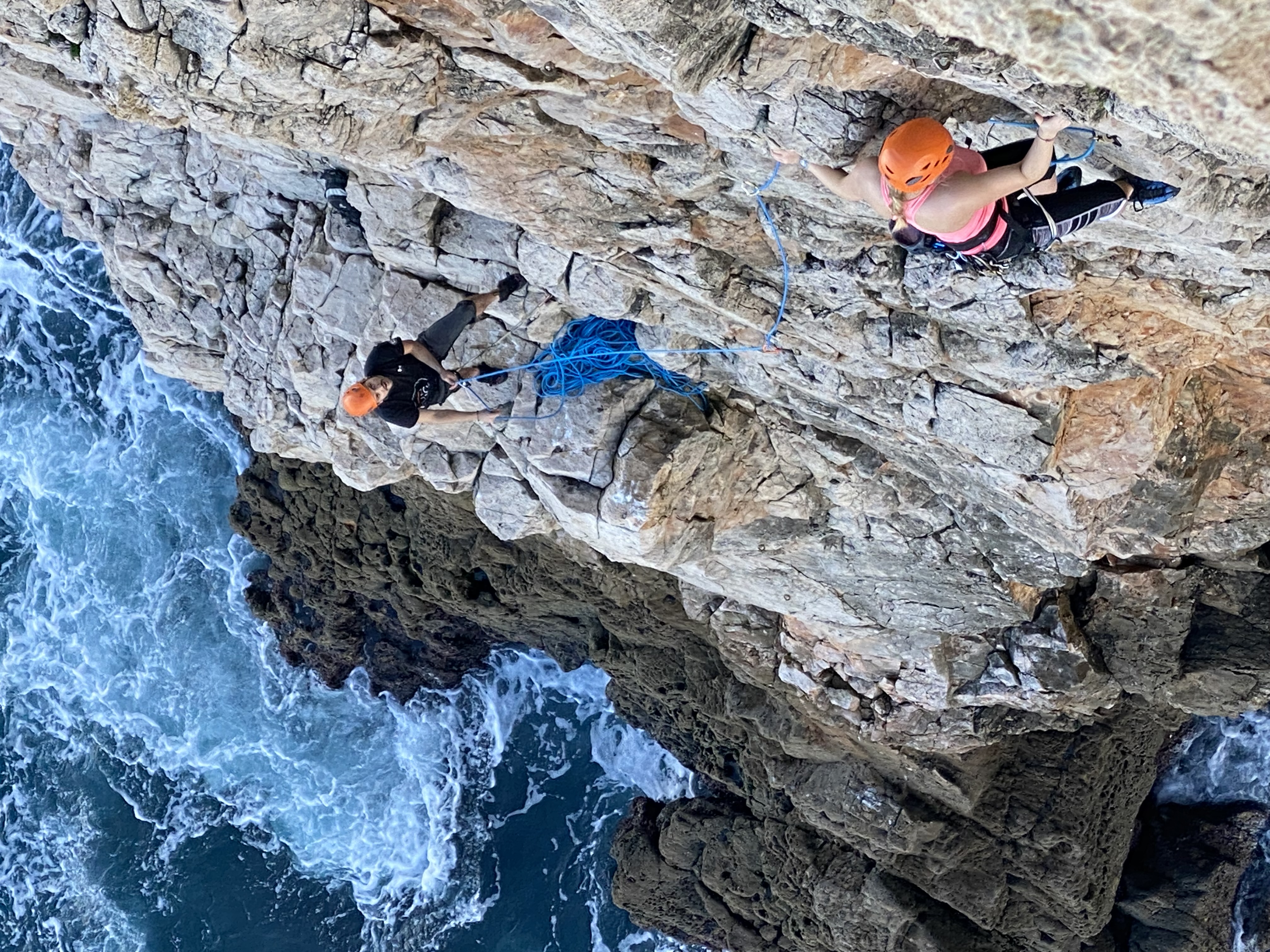 lead climbing lesson in sagres Algarve 